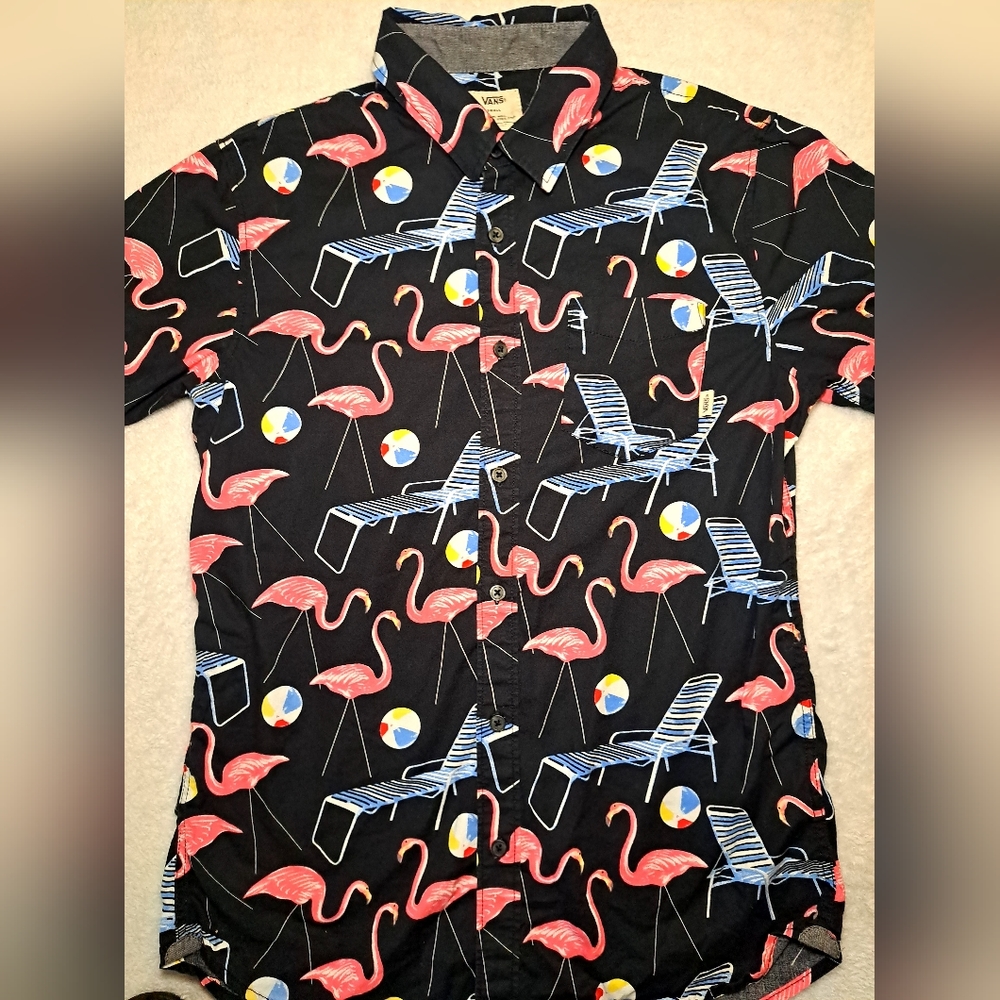 VANS Shirt Size Small Design Pink Flamingo